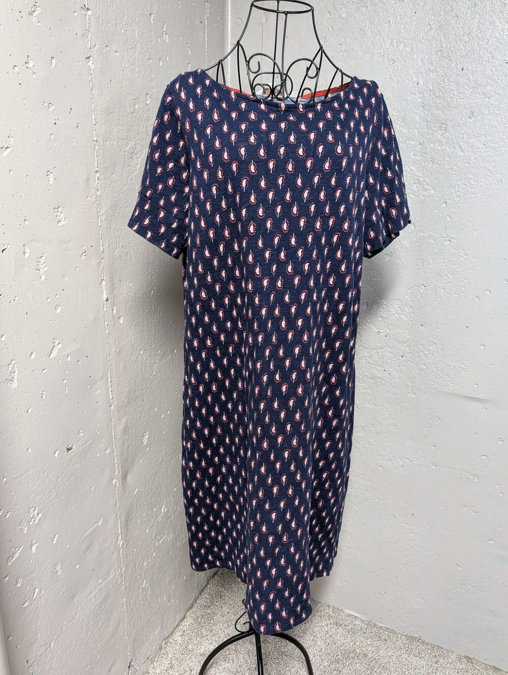 Boden Darcy Dress Navy Paisley 100% Cotton Shift Dress
